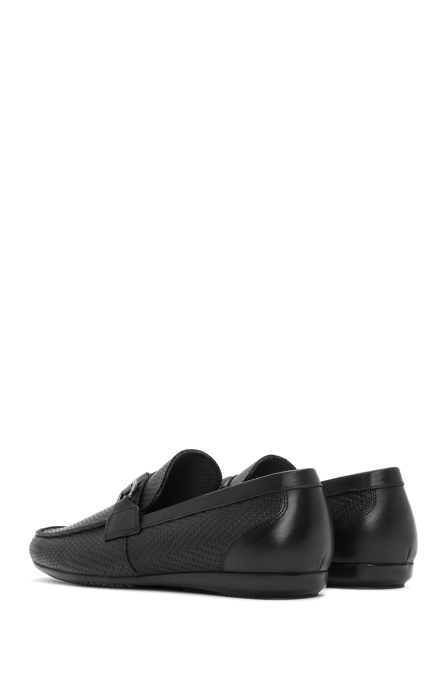 Men's Black Printed Leather Casual Loafer