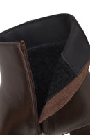 Woman Brown Zip Closure Chunky Heeled Leather Boots | Derimod