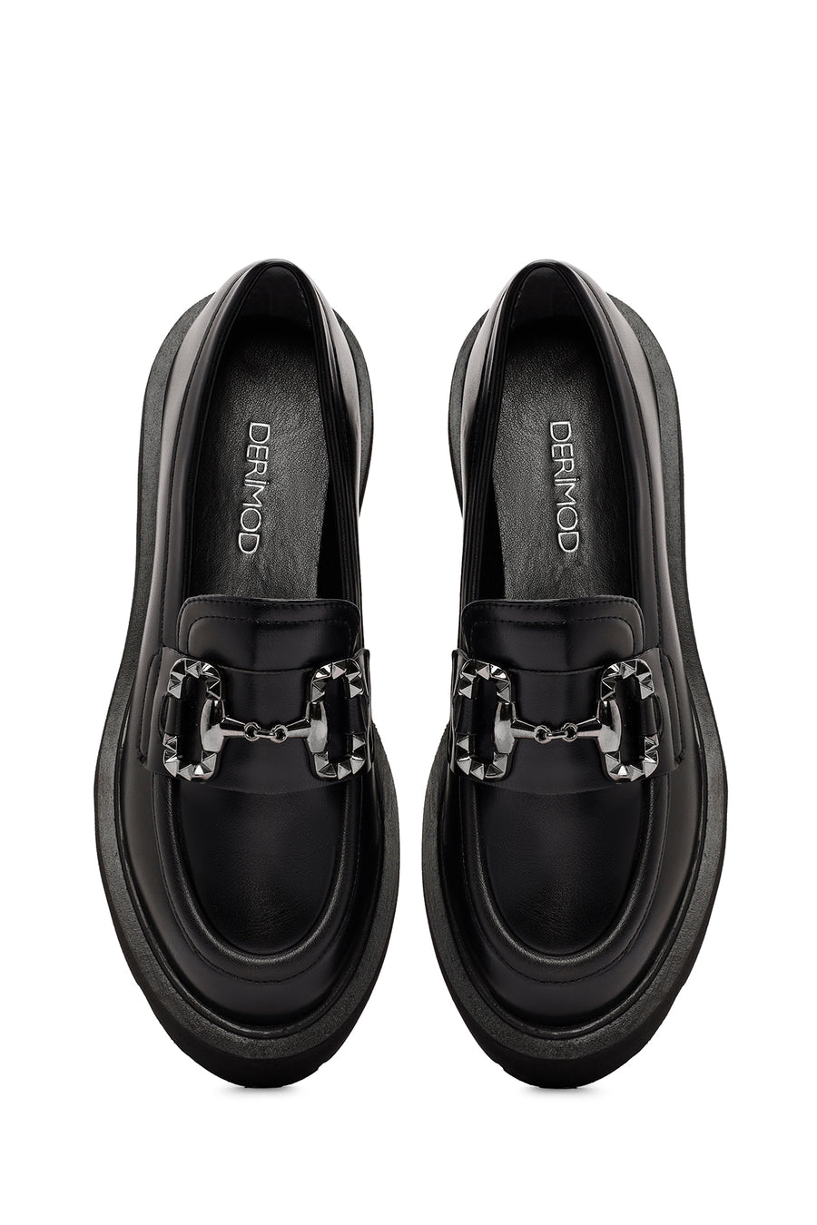 Kadın Siyah Toka Detaylı Maskülen Loafer