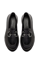 Women's Black Buckle Detailed Masculine Loafer | Derimod