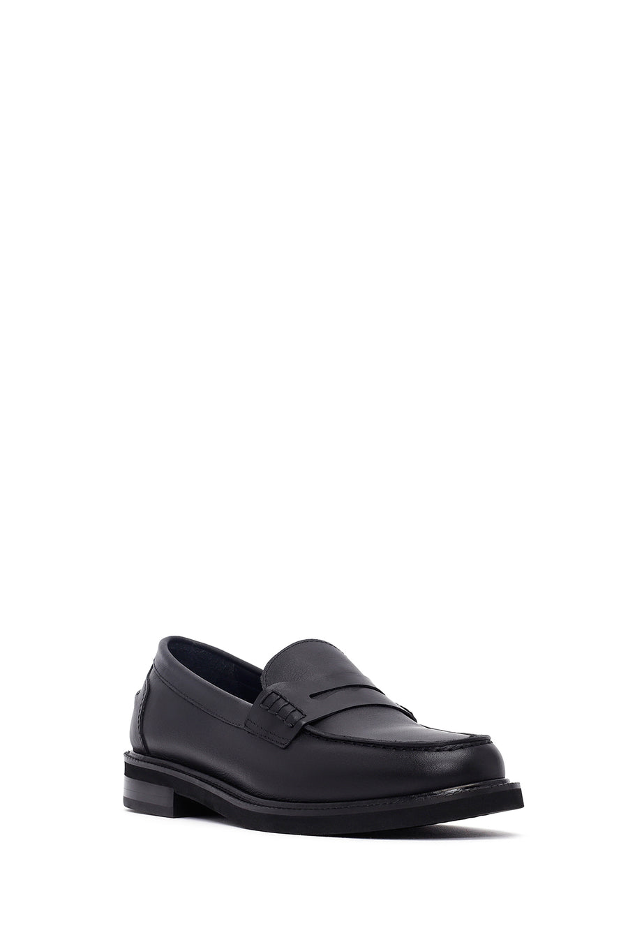 Woman Black Leather Masculine Loafer