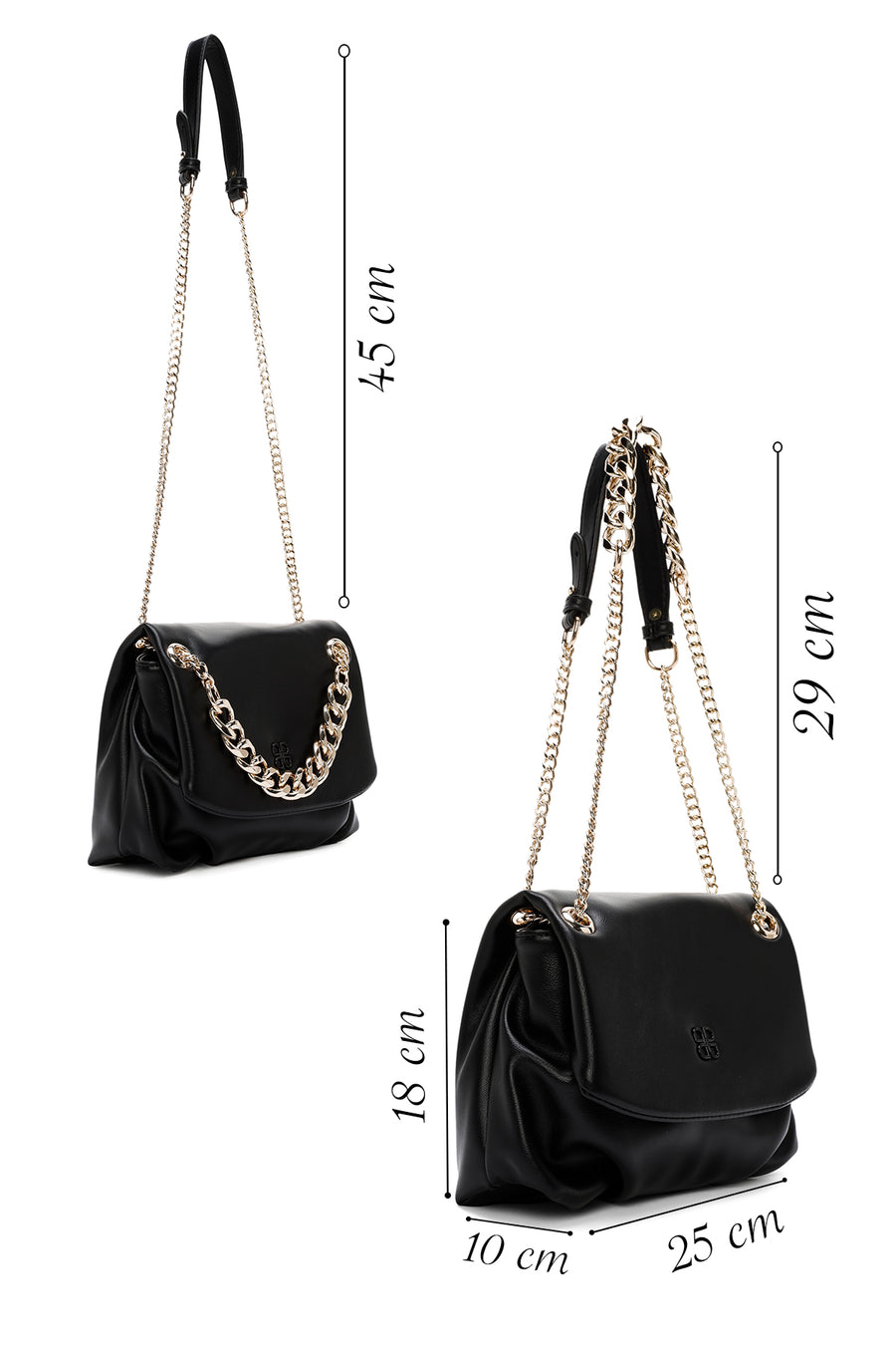 Women's Black Long Chain Strap Shoulder Bag