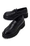 Kadın Siyah Kalın Tabanlı Deri Maskülen Loafer | Derimod