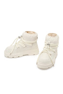 Woman Beige Lace-up Thick-soled Boots | Derimod