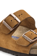 Birkenstock Women's Mink Suede Leather Arizona Sfb Slippers | Derimod