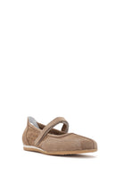 Women's Mink Banded Suede Leather Ballerinas | Derimod