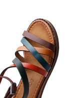 Women's Multicolored Leather Sandals | Derimod