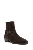 Women's Brown Suede Leather Cowboy Boots | Derimod