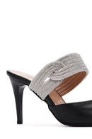 Women's Black Stone Heeled Slippers | Derimod