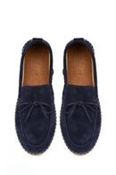 Men's Navy Blue Suede Leather Espadrille | Derimod