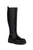 Geox Women's Black Spherica Ec7 Zippered Leather Boots | Derimod