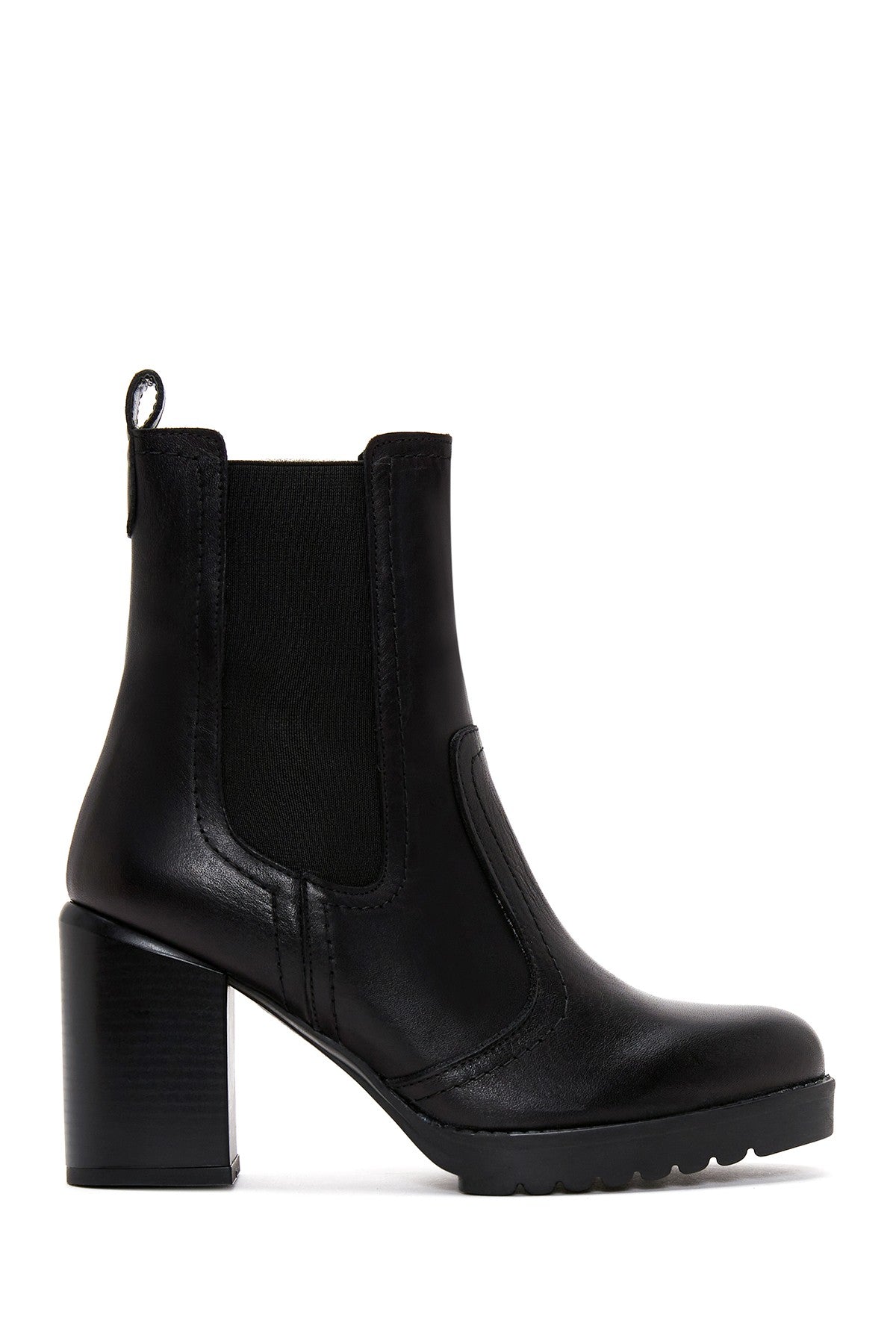 Women's Black Leather Heeled Chelsea Boots 22WFD240218 | Derimod