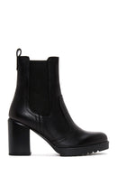 Women's Black Leather Heeled Chelsea Boots | Derimod