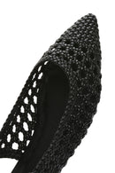 Women's Black Braided Open Back Ballerinas | Derimod