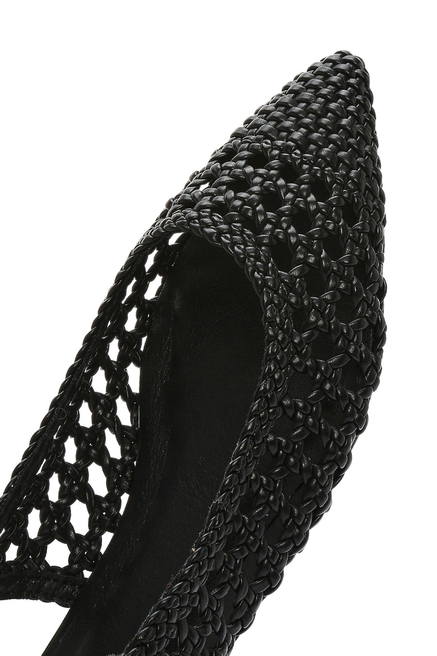 Women's Black Braided Open Back Ballerinas