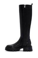 Women's Black Zippered Leather Boots | Derimod