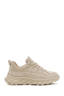 Men's Beige Lace-up Thick-Sole Fabric Sneaker | Derimod