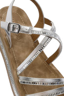 Women's Silver Ankle Strap Thick Soled Sandals | Derimod