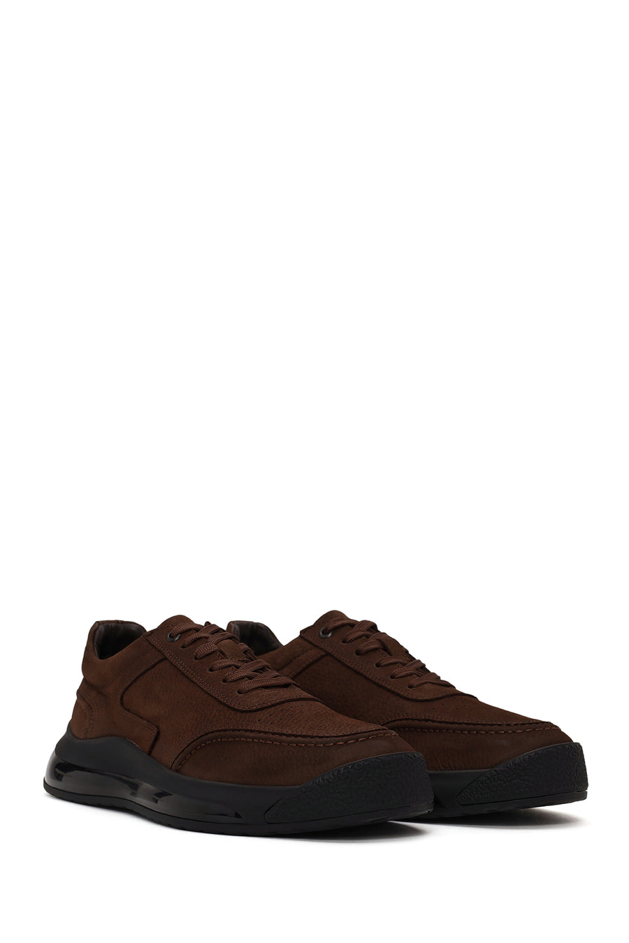 Male Brown Lace-Up Nubuck Leather Sneaker
