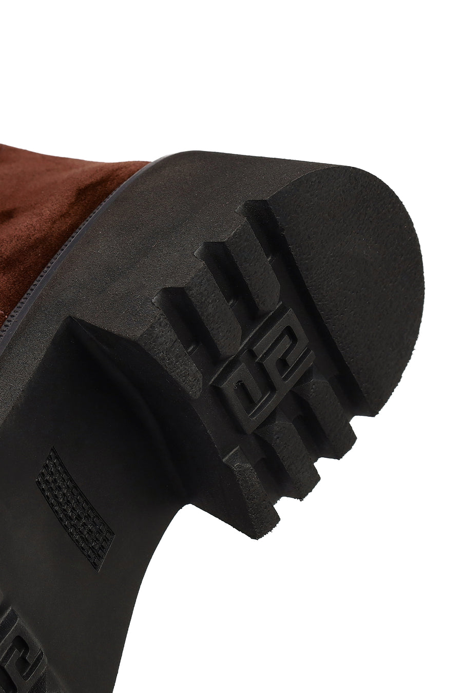 Women's Brown Zip-Up Chunky Sole Suede Leather Boots