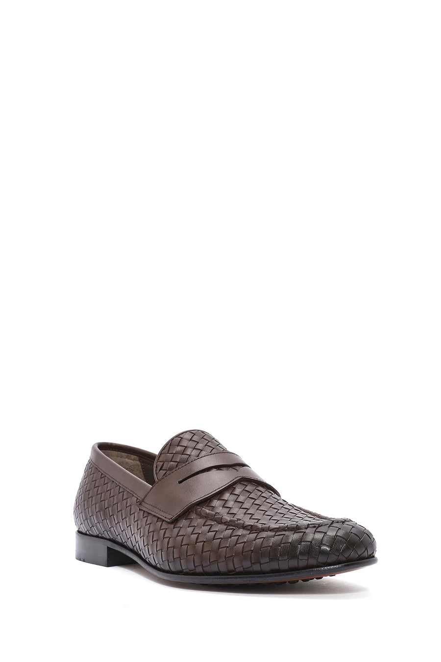 Men's Brown Knit Leather Classic Loafers