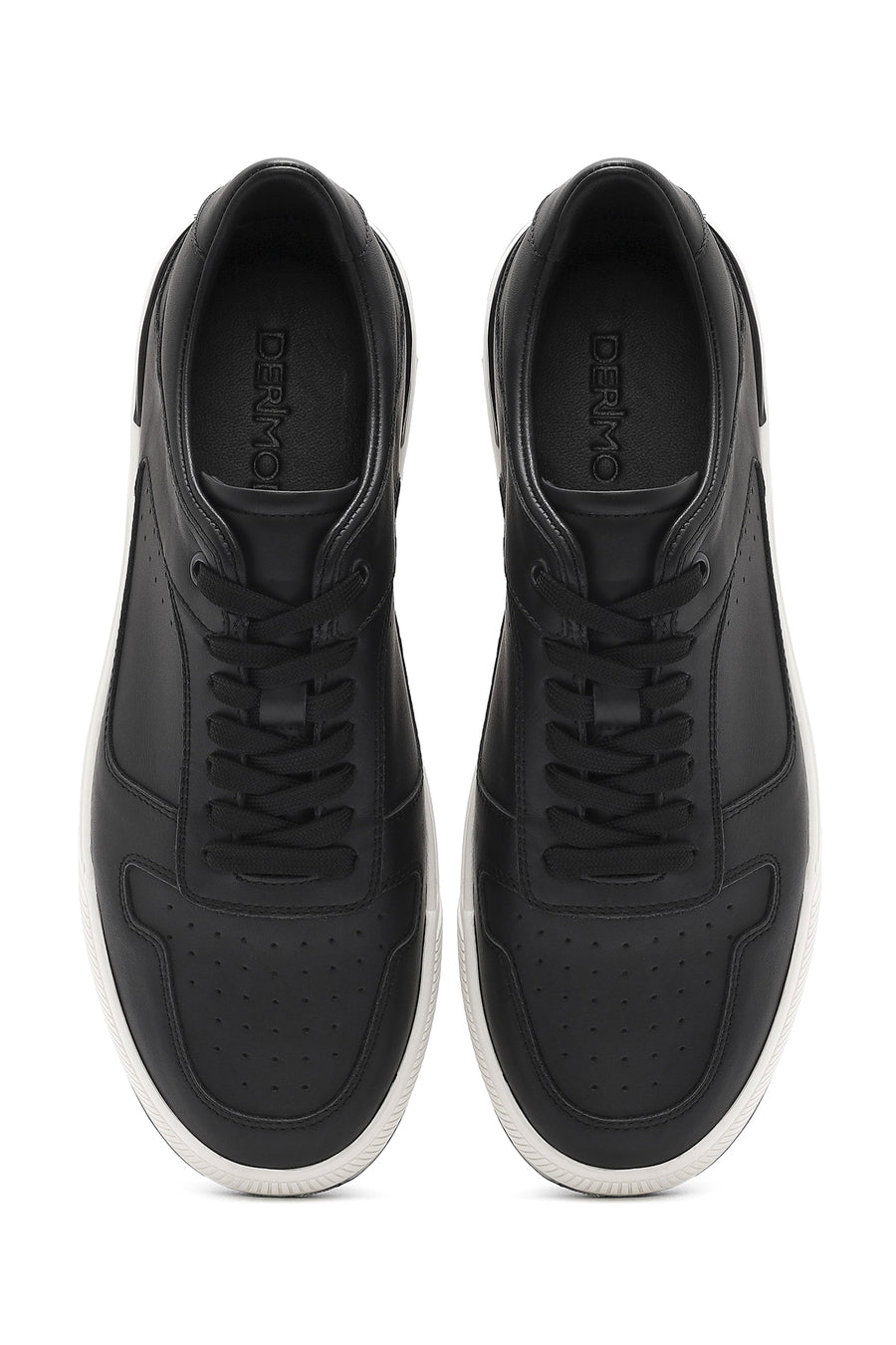 Erkek Siyah Bağcıklı Deri Sneaker