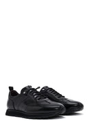Erkek Siyah Bağcıklı Deri Casual Sneaker | Derimod
