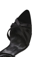 Women's Black Ankle Strap Chain Detail Satin Leather Thin High Heel Sandals | Derimod
