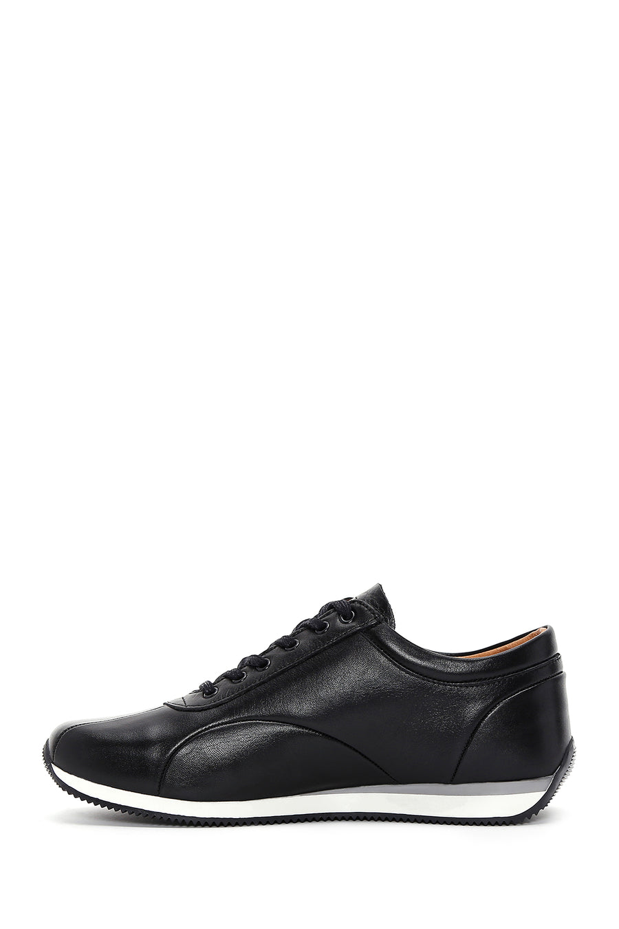 Men's Black Lace-Up Leather Casual Sneaker
