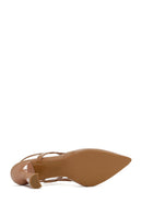 Women's Beige Open-Back Heeled Leather Shoes | Derimod