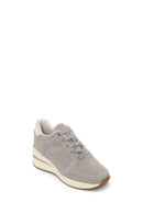 Woman Gray Lace-Up Wedge Heel Suede Shoes | Derimod