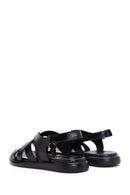 Women's Black Ankle Strap Leather Comfort Sandals | Derimod