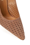 Woman Brown Backless Patterned Suede Leather Stiletto-Heel Shoes | Derimod