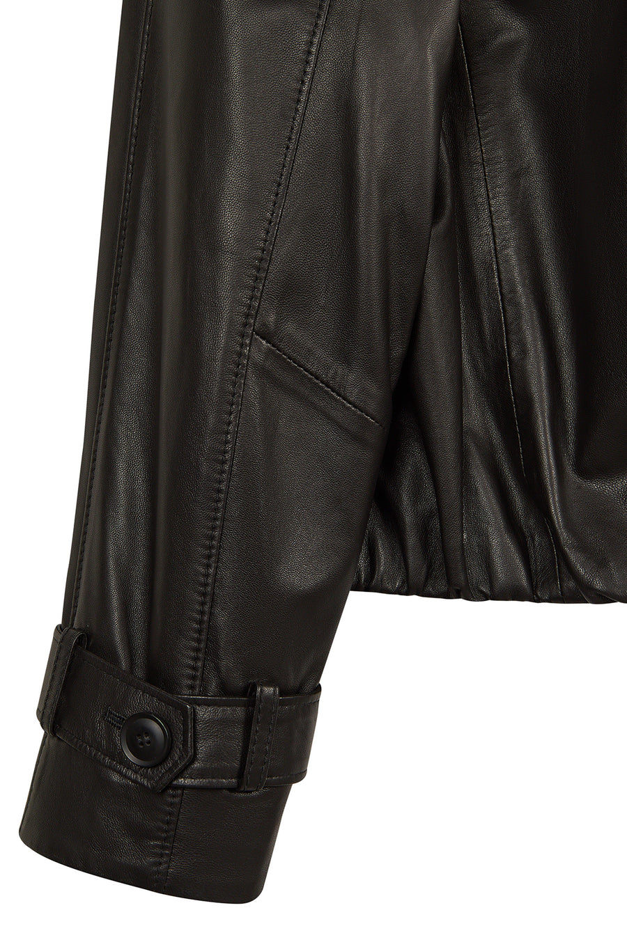 April Woman Black Short Oversize Leather Jacket