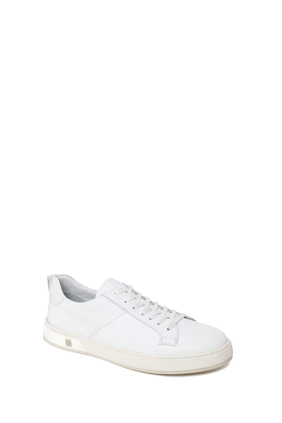 Male White Lace-Up Leather Sneaker
