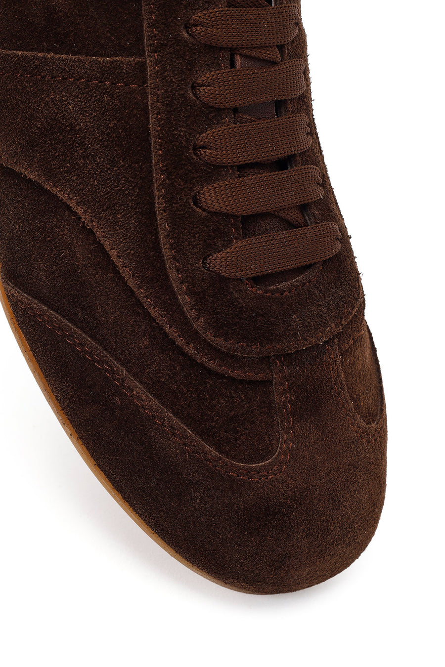 Women's Brown Lace-up Suede Leather Sneaker