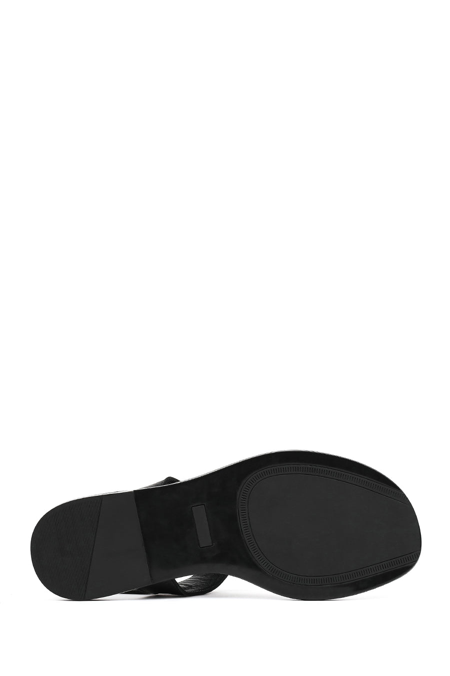 Women's Black Buckle Thong Leather Sandals