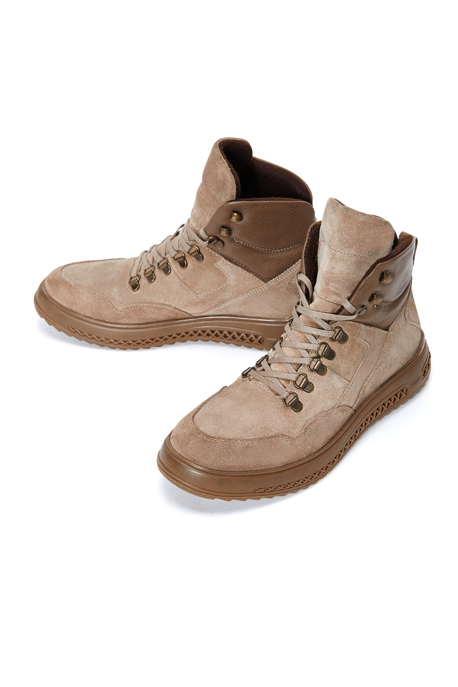 Men's Beige Nubuck Leather Boots
