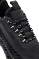 Derimod Zero Men's Black Thick-Soled Laced Fabric Sneaker | Derimod