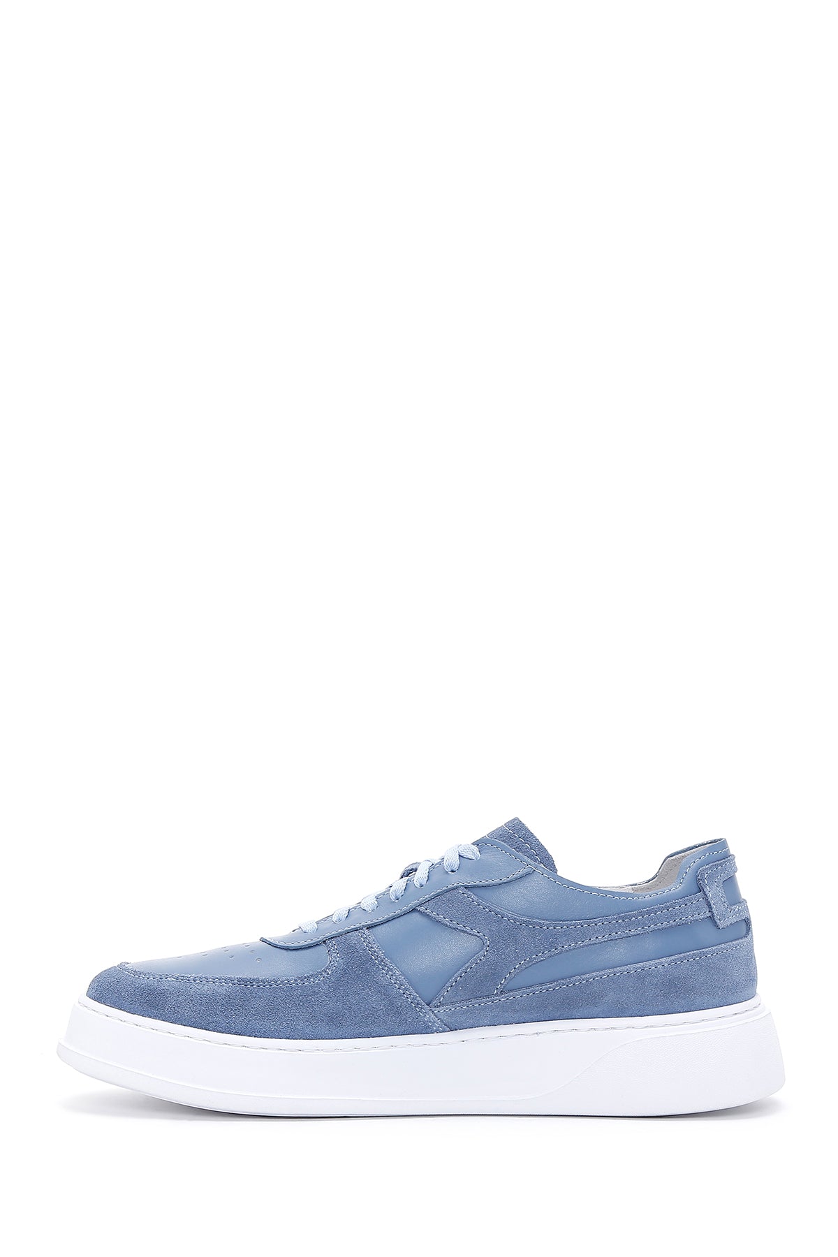 Men's Blue Suede Leather Detailed Thick Soled Sneaker 23SFD639018 | Derimod