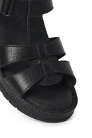Kadın Siyah Kalın Tabanlı Deri Comfort Sandalet | Derimod