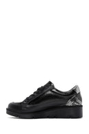 Women's Black Lace-Up Zipper Detail Leather Sneakers | Derimod