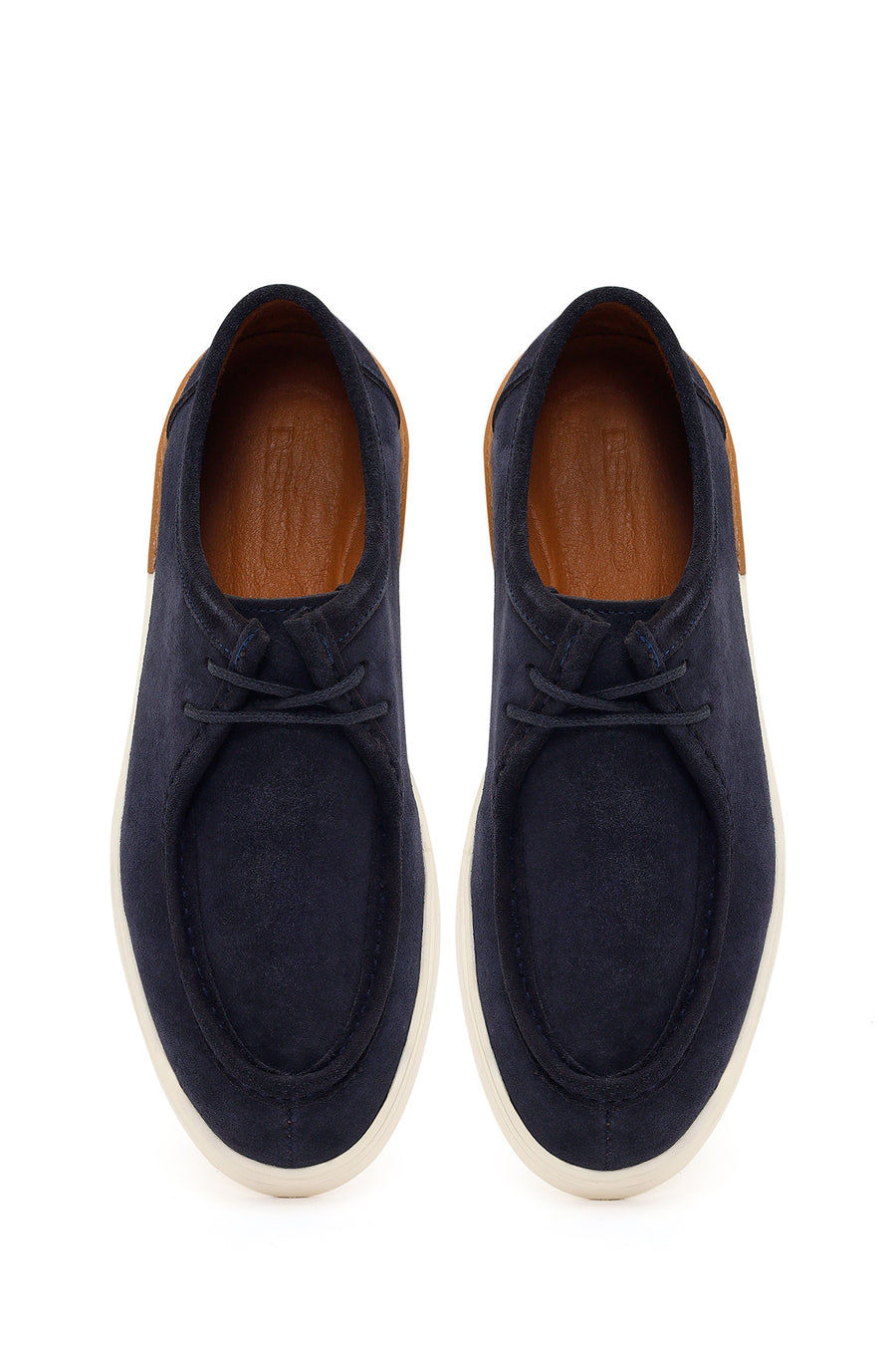Men's Navy Blue Lace-up Suede Leather Casual Shoes