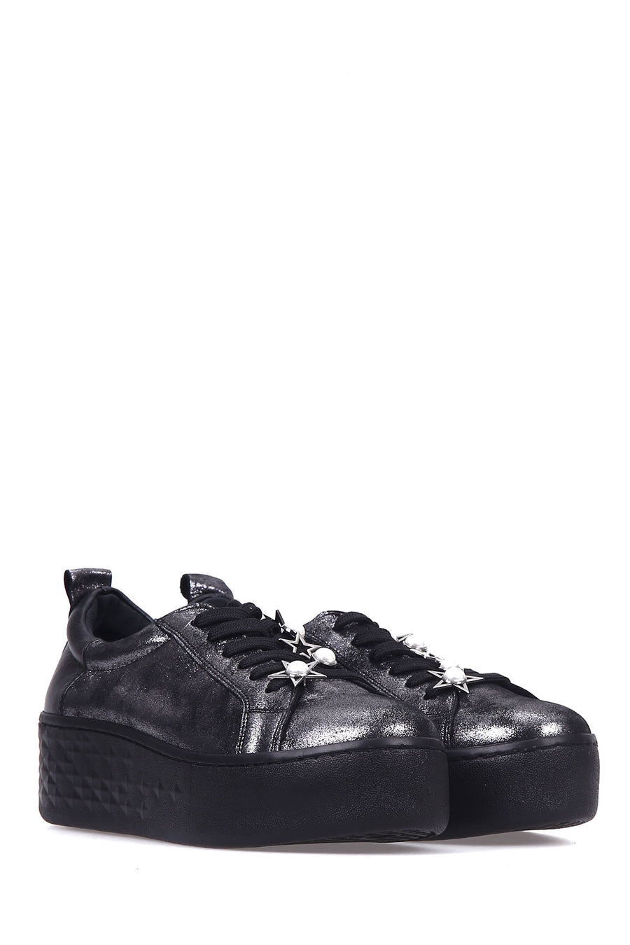 Kadın Gümüş Bağcıklı Sneaker