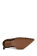 Woman Leopard High Thin-Heeled Leather Stiletto | Derimod