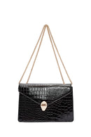 Women's Black Long Strap Crocodile Crossbody Bag | Derimod