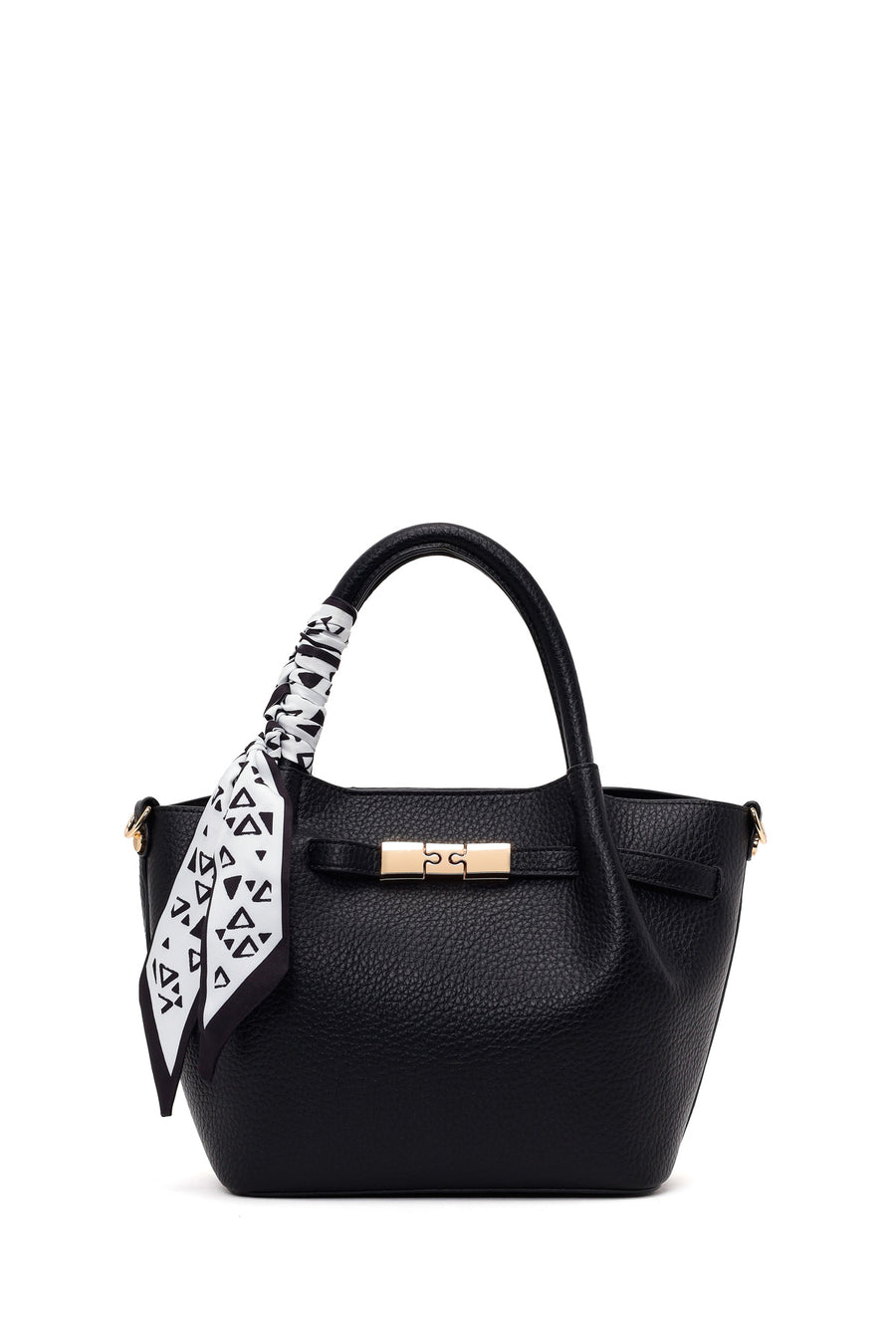 Woman Black Mini Shoulder Bag with Long Strap and Accessory