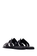 Woman Black Leather Slippers | Derimod