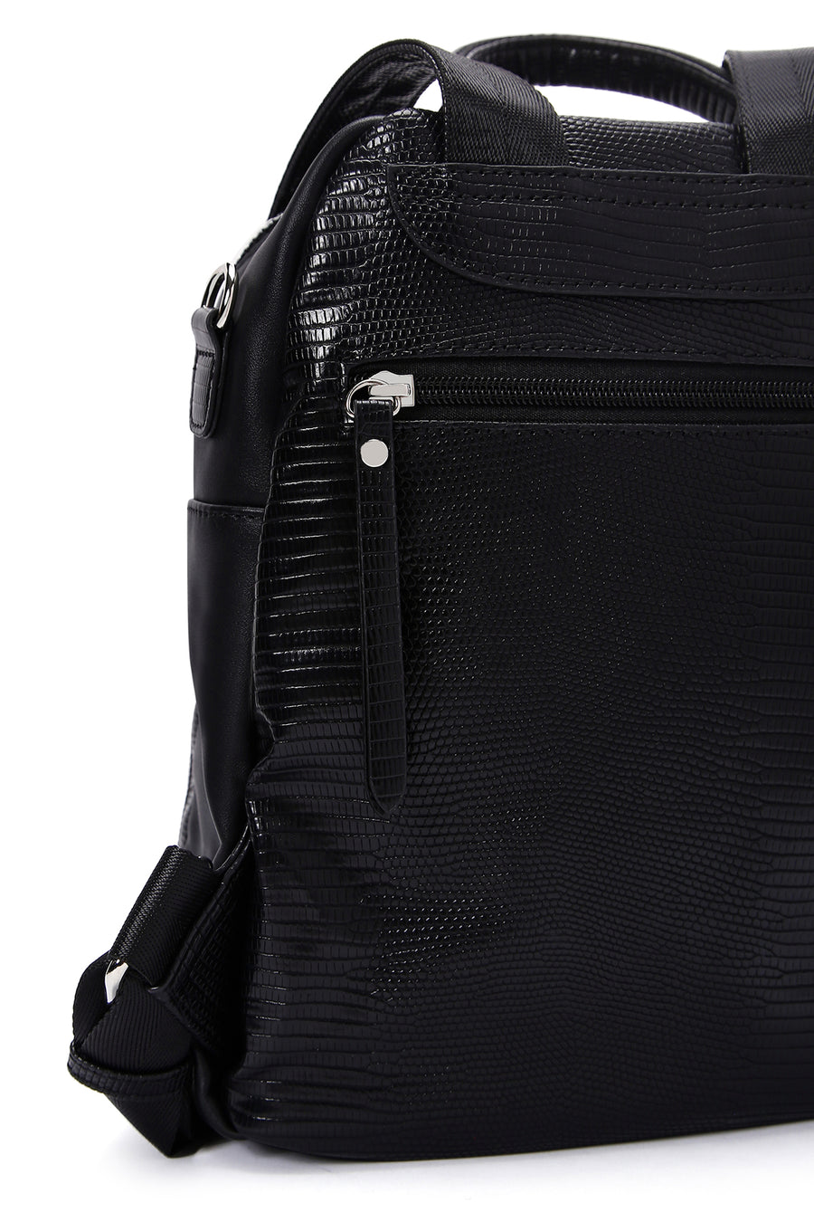Woman Black Long Strap Backpack