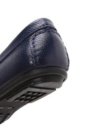 Women's Navy Blue Leather Buckle Loafer | Derimod